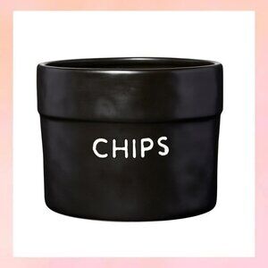 Modern Farmhouse Ceramic "CHIPS" Serving Bowl |Black Stone Ware 7.25"